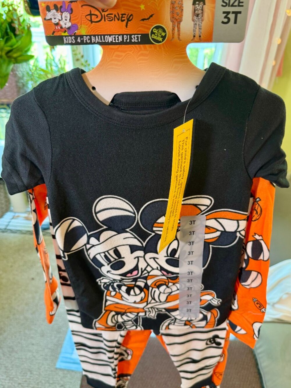 NWT Disney Mickey Minnie Mummy 4pc Glow Dark Halloween Pajama Set Kids Sz 3T
